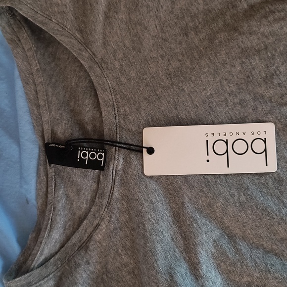 Bobi Los Angeles NWT Long Sleeve Shirred Dress Thunder in Heather Gray M - Picture 7 of 15